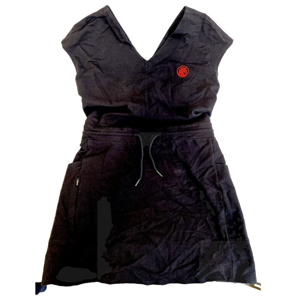 Patagonia Casual Dress Small Organic Black Open Back Pockets Roaming Cycling